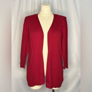 Karen Scott Women's Long Sleeve Open Front Red Cardigan (815)